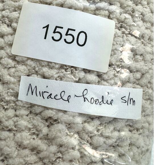 Hooded Popcorn Chenille Pullover Sweater Drawstring Women S/M Ivory Cozy Slouchy - Picture 9 of 9